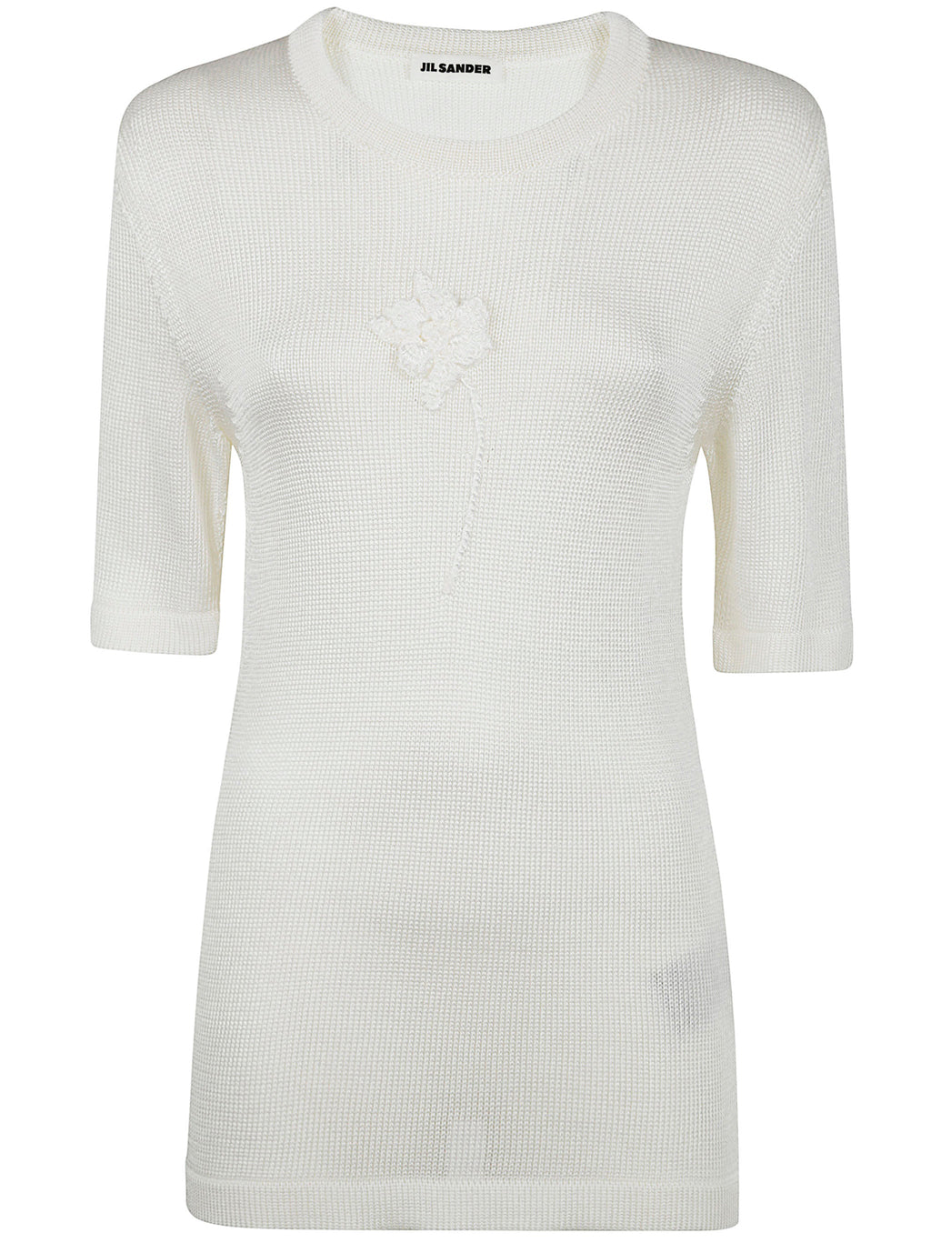 Jil Sander Women Ss Cn T-Shirt W/ Flower Crochet