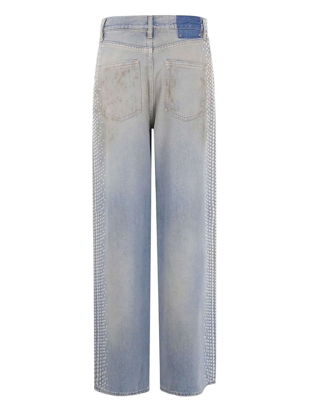Golden Goose Women "Journey W`S" Melody Boyfriend Pant Cotton Denim Officina Wash With Studs On Side