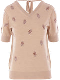 Fendi Women Floral Motif Embroidered Wool Cropped Jumper