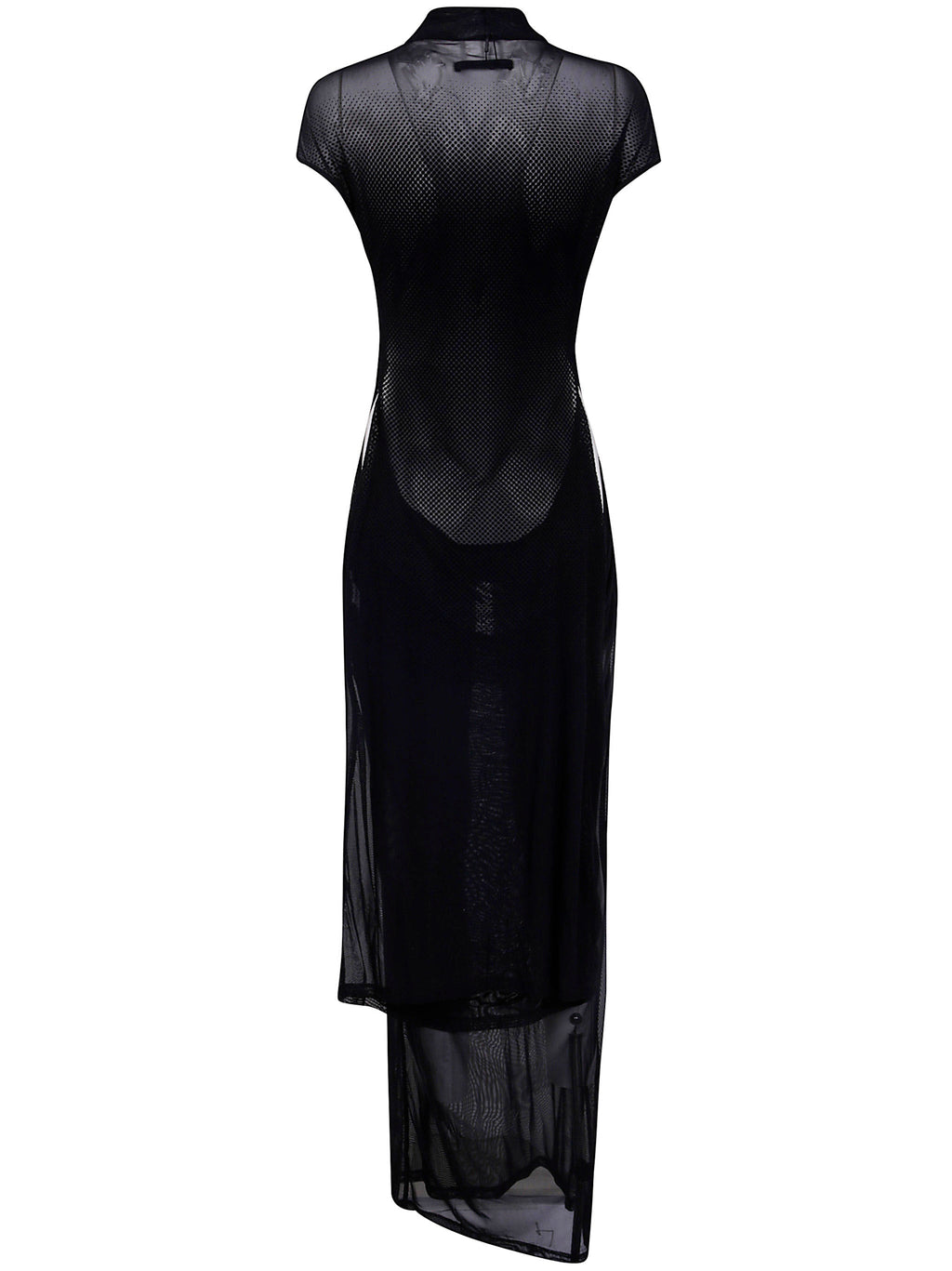 Jean Paul Gaultier Women Mesh Sleeveless Long Dress With Velvet Flock "Jean Paul Gaultier"