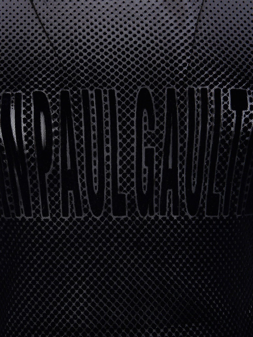 Jean Paul Gaultier Women Mesh Sleeveless Long Dress With Velvet Flock "Jean Paul Gaultier"