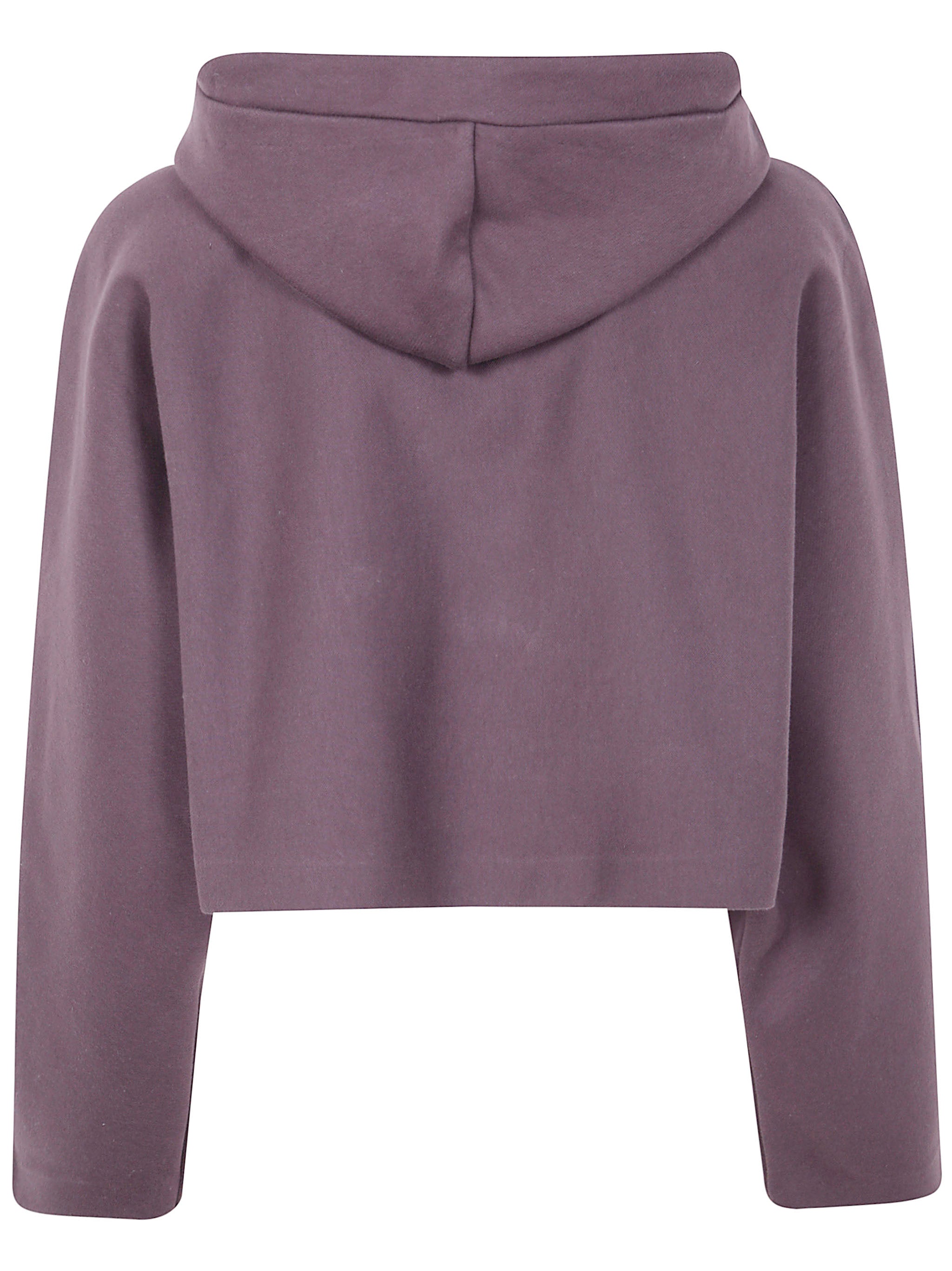 Jean Paul Gaultier Women Bonded Cotton Cropped Bat Sleeves Hoodie With "Gaultier" Embossing