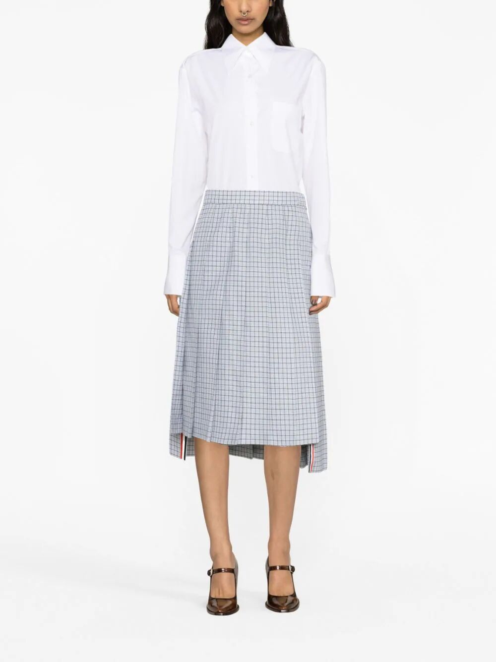 Thom Browne Women Exaggerated Easy Fit Point Collar Shirt In Poplin