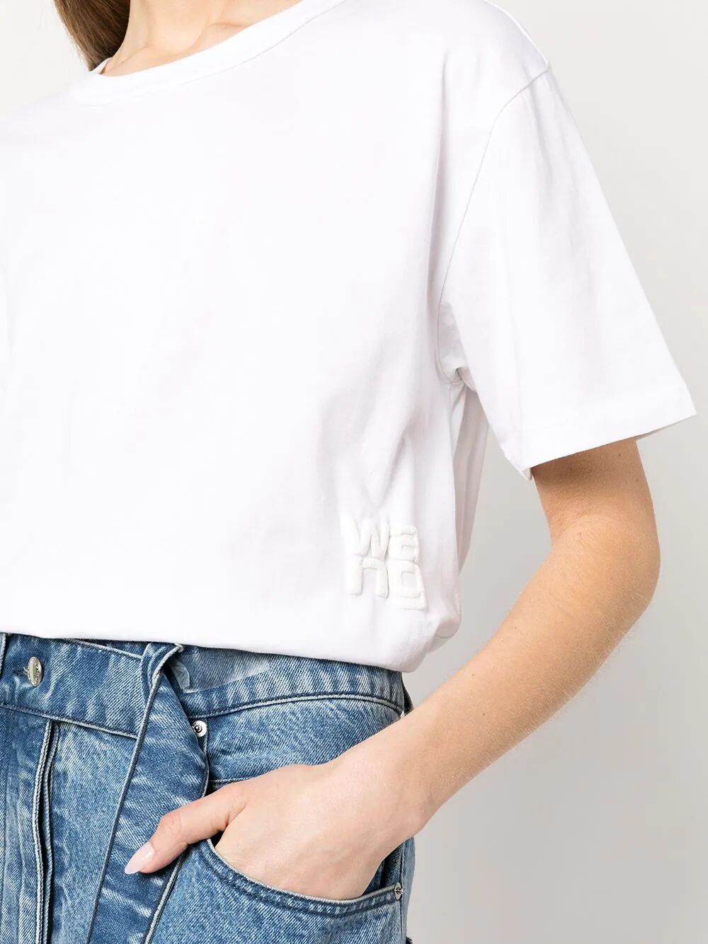 Alexander Wang Women Essential Jersey Short Sleeve Tee With Puff Logo And Bound Neck