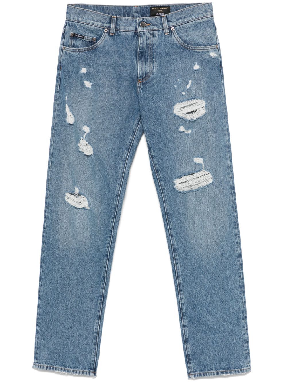 Dolce & Gabbana Men Classic Five-Pocket Cotton Jeans With Abrasions
