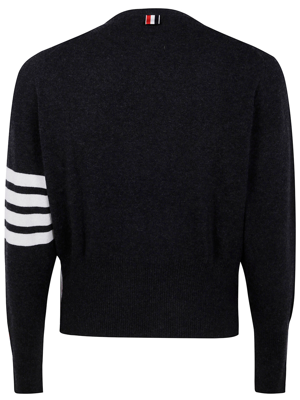 Thom Browne Men Classic Crewneck Short Pullover With White 4 Bar Stripe In Cashmere