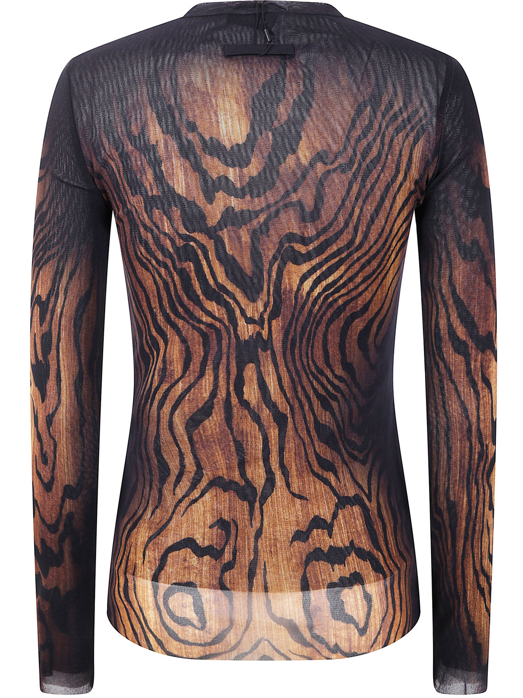 Jean Paul Gaultier Women Mesh Long Sleeves Top Printed "Wood"