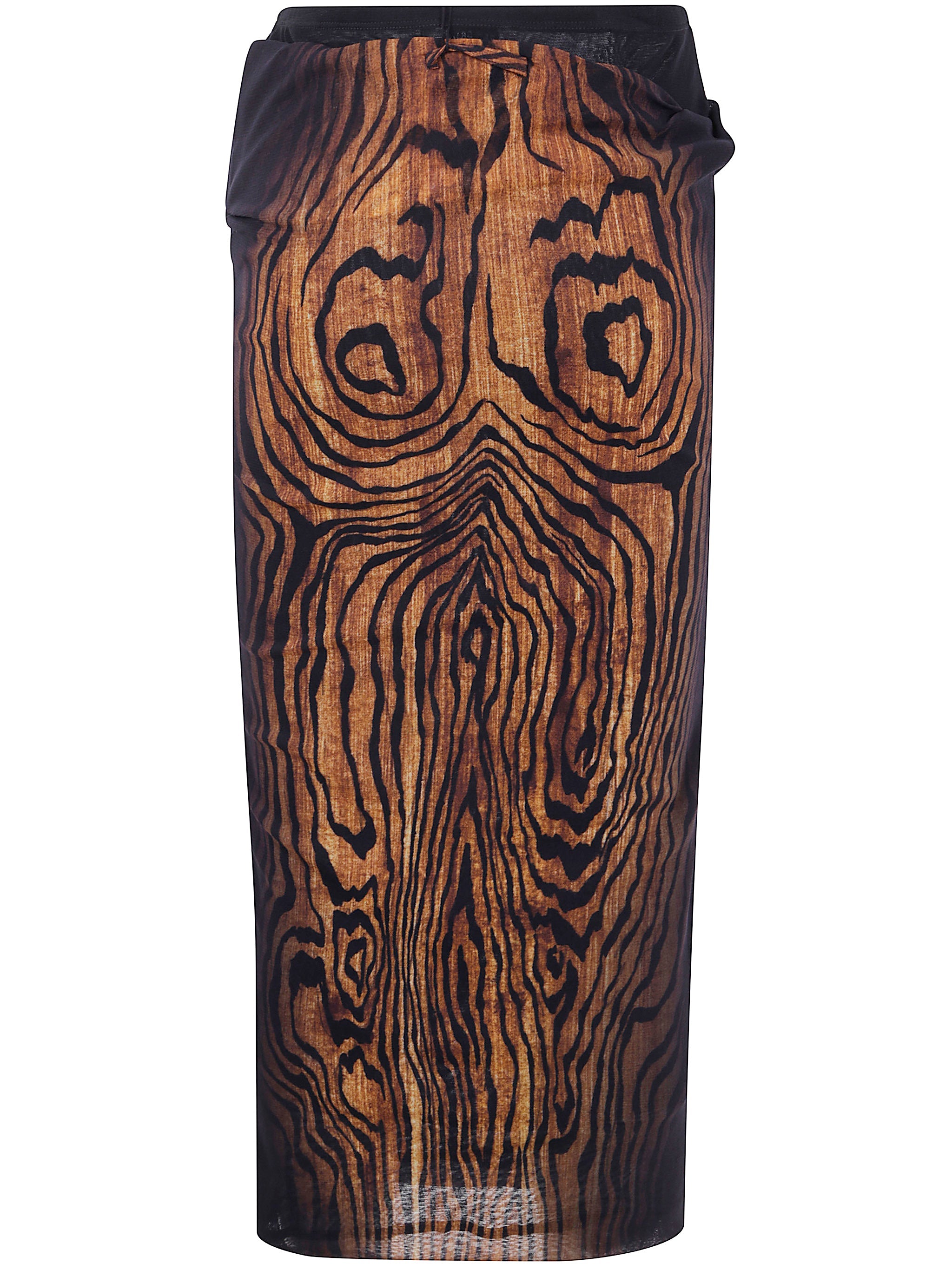 Jean Paul Gaultier Women Mesh Skirt Double Layer Printed "Wood"