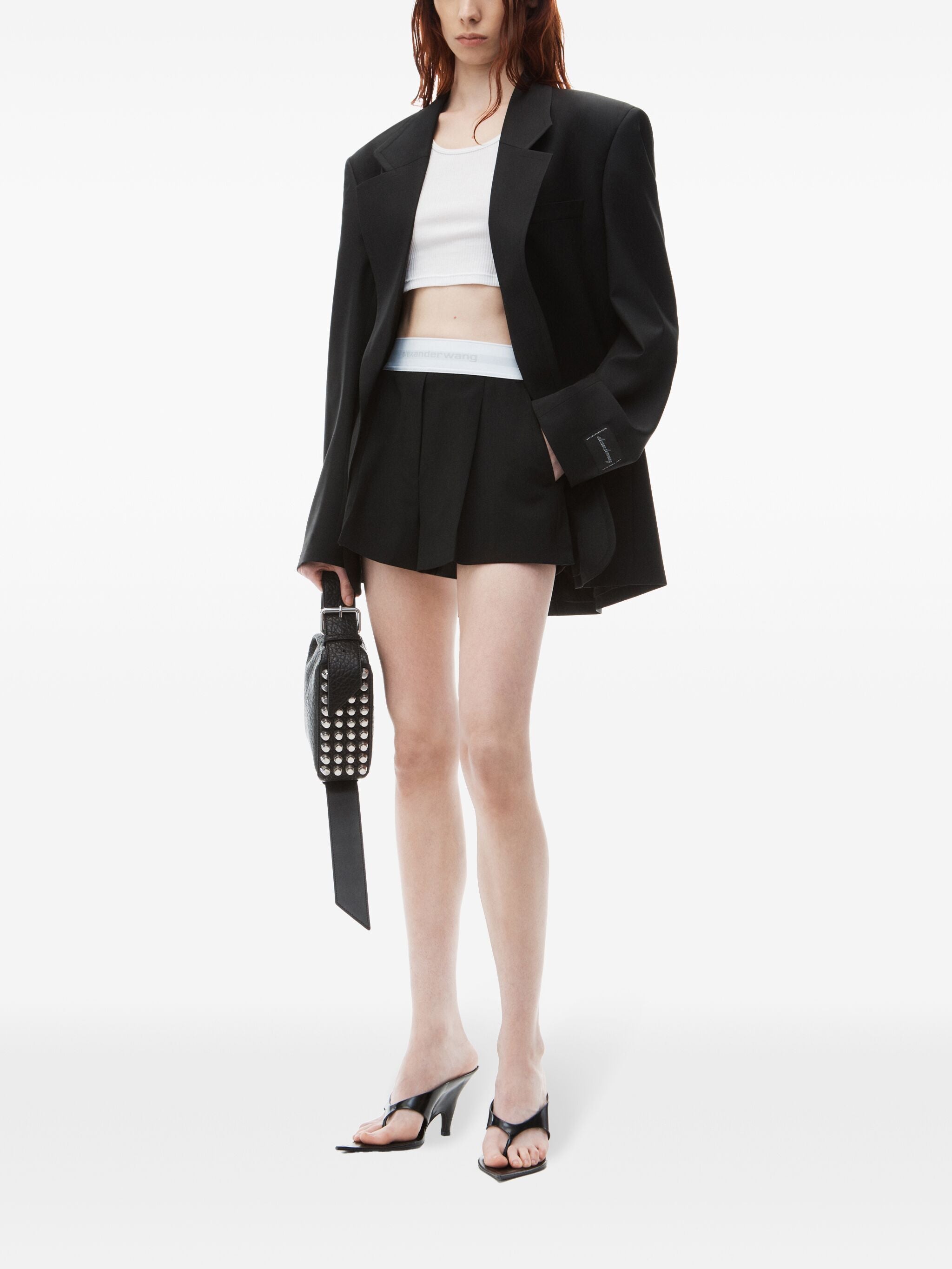 Alexander Wang Women High Waisted Pleated Short With Logo Elastic