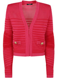 Balmain Women Lon Sleeves Side To Side Flechage Knit Cardigan