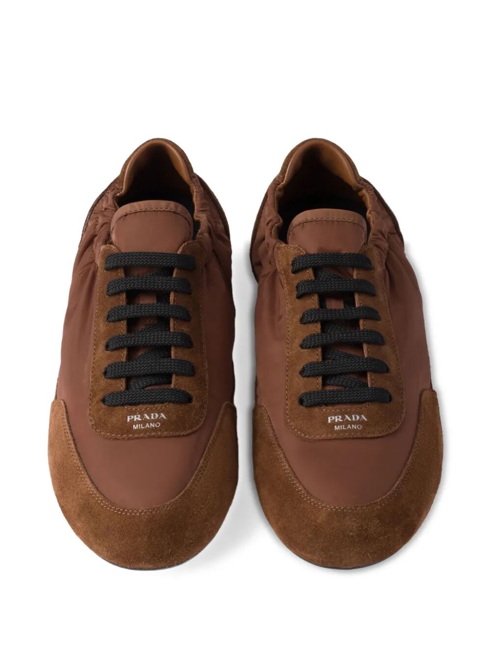 Prada Women Collapse Re-Nylon And Suede Sneakers