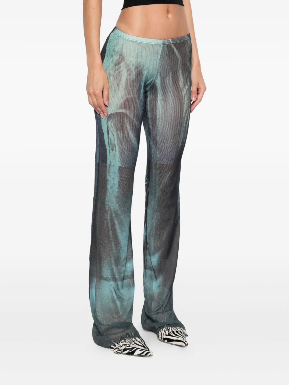 Jean Paul Gaultier Women Mesh Trouser Printed "Water"