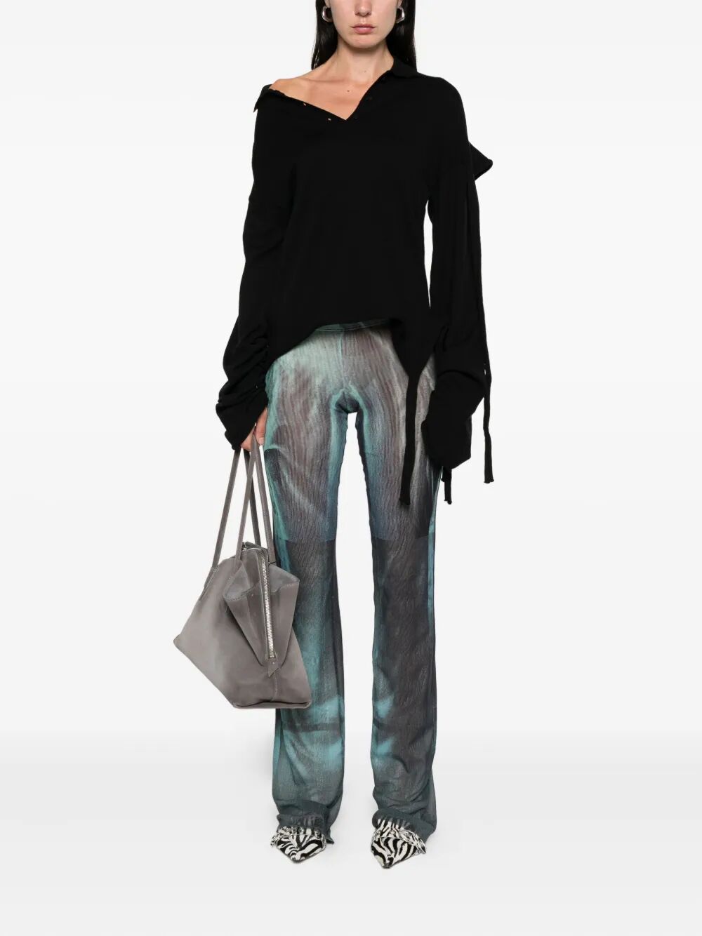 Jean Paul Gaultier Women Mesh Trouser Printed "Water"