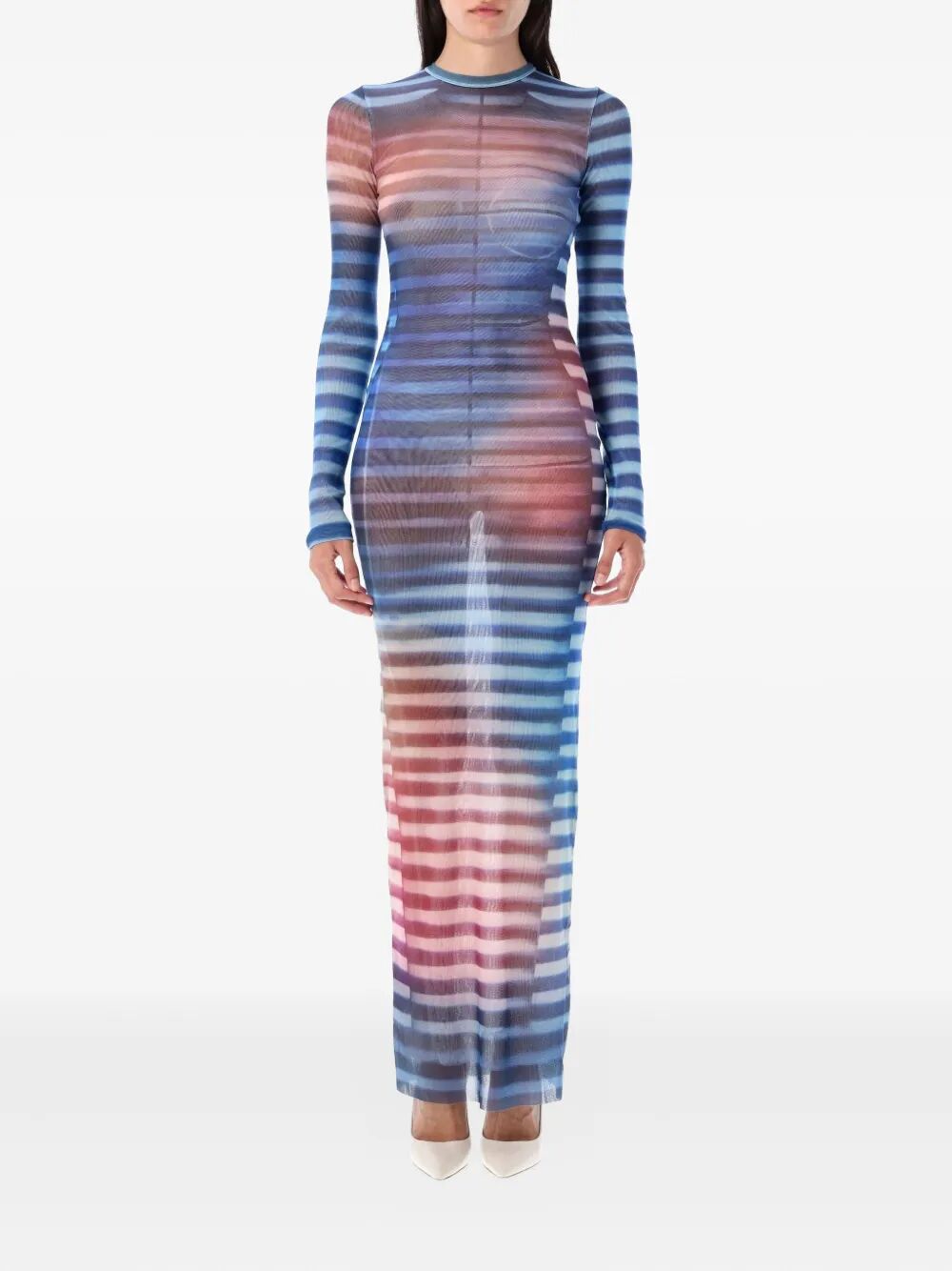 Jean Paul Gaultier Women Mesh Long Dress Printed "Air"