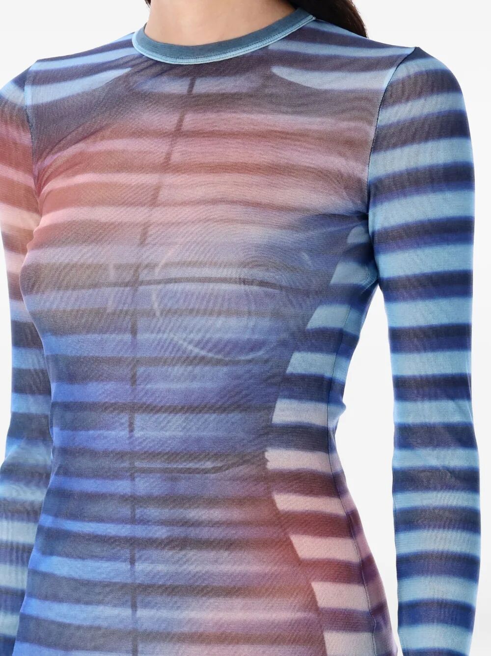 Jean Paul Gaultier Women Mesh Long Dress Printed "Air"