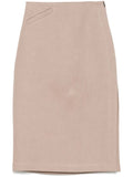 Fendi Women Waxed Linen Straight Midi Skirt