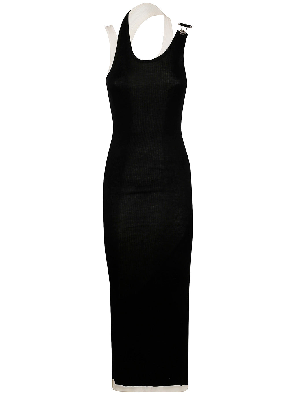 Jean Paul Gaultier Women Cotton Ribbed Twisted Double Layer Sleeveless Dress