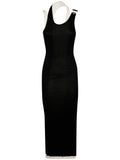 Jean Paul Gaultier Women Cotton Ribbed Twisted Double Layer Sleeveless Dress