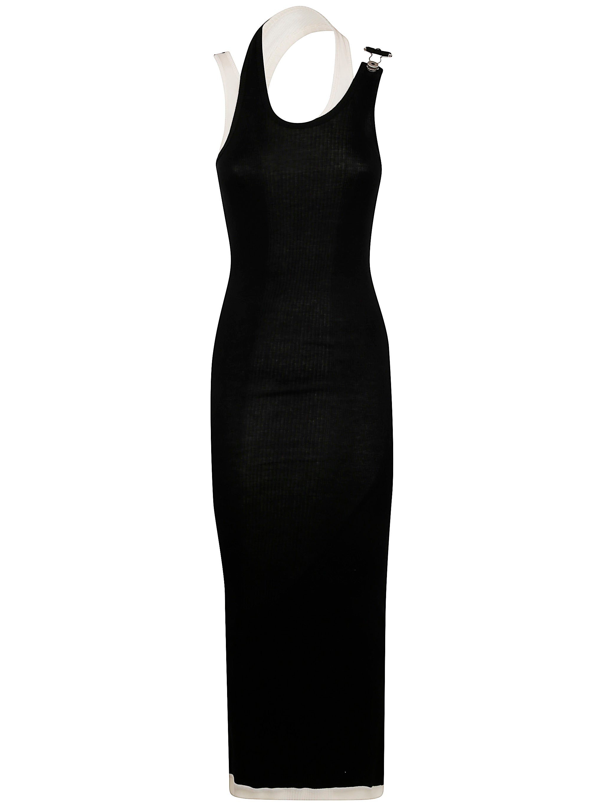 Jean Paul Gaultier Women Cotton Ribbed Twisted Double Layer Sleeveless Dress