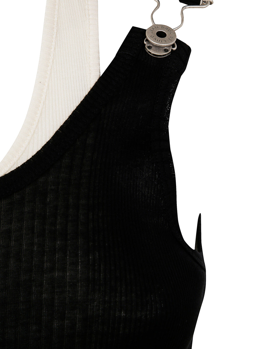 Jean Paul Gaultier Women Cotton Ribbed Twisted Double Layer Sleeveless Dress