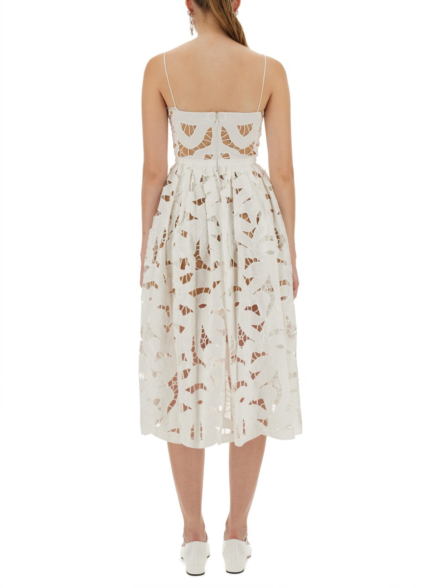 Self-Portrait Women Embroidered Midi Dress With Bow