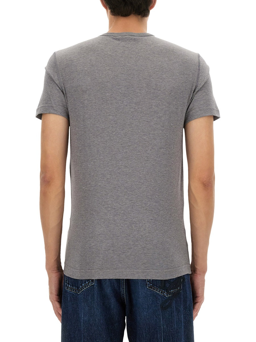 Dolce & Gabbana Men Cotton T-Shirt With Logo Plaque