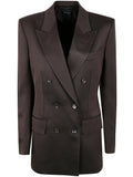 Tom Ford Women Silk And Wool Twill Double Breasted Jacket