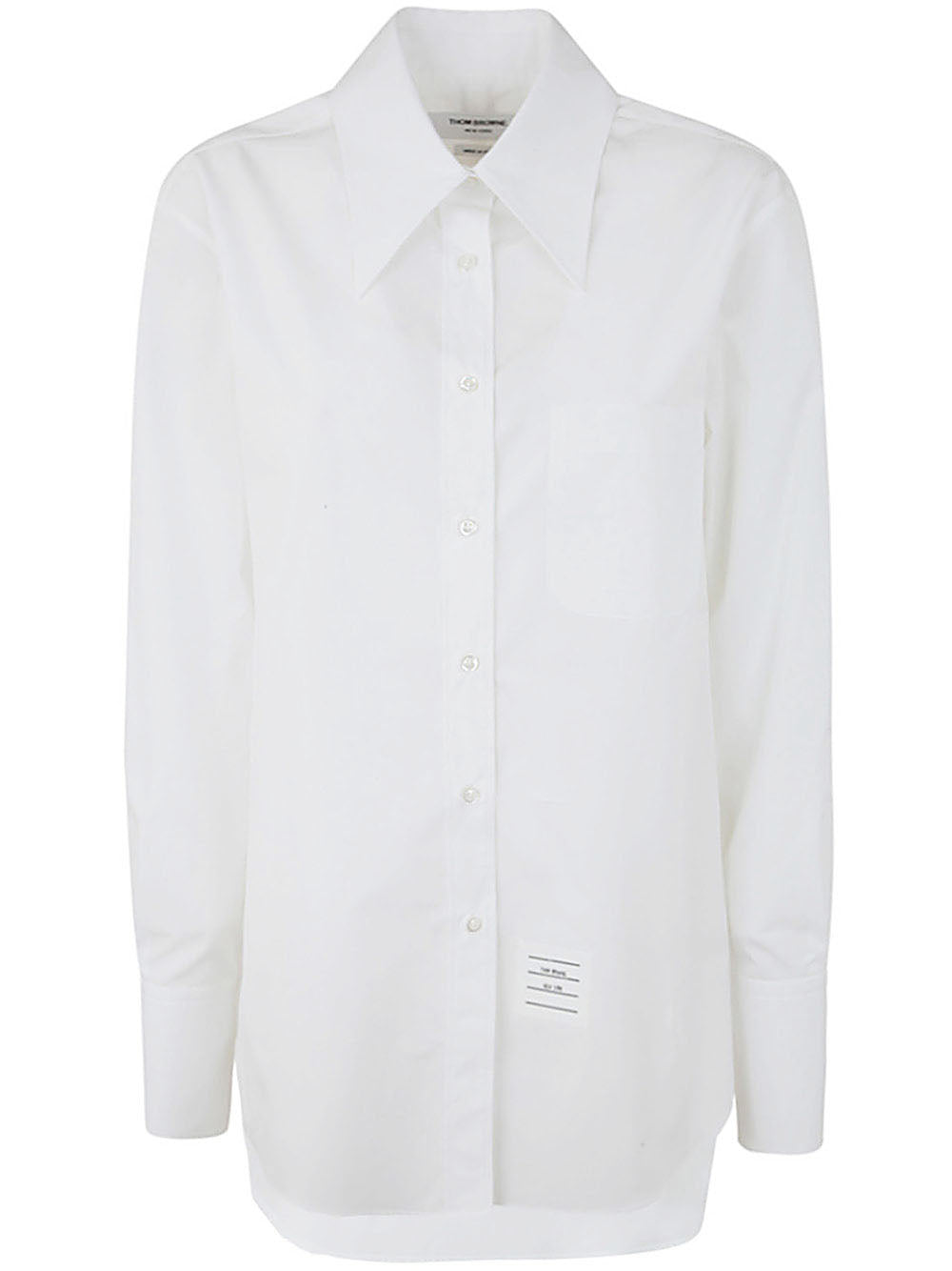Thom Browne Women Exaggerated Easy Fit Point Collar Shirt In Poplin