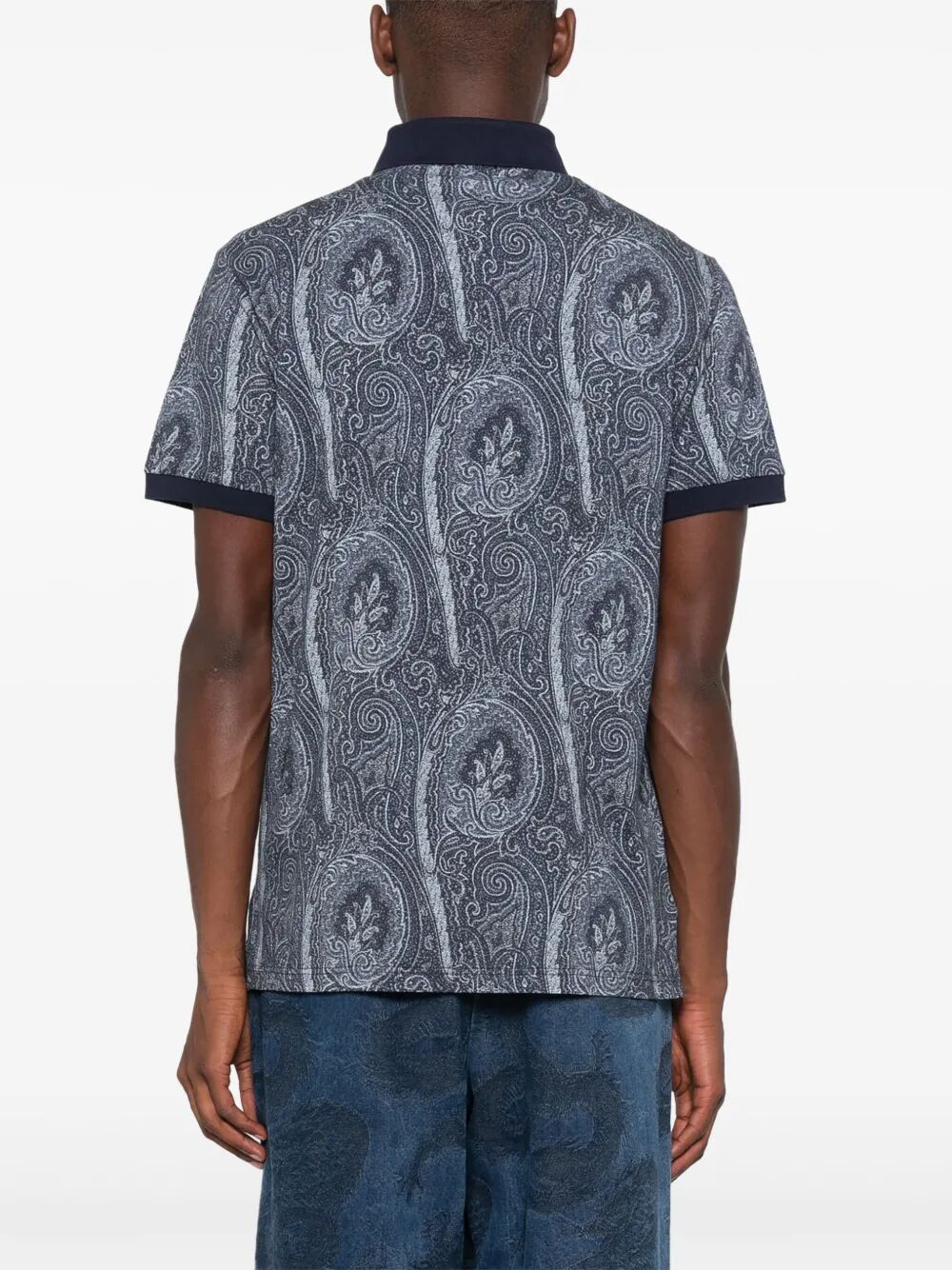 Etro Men All-Over Foliage Cotton Polo Shirt