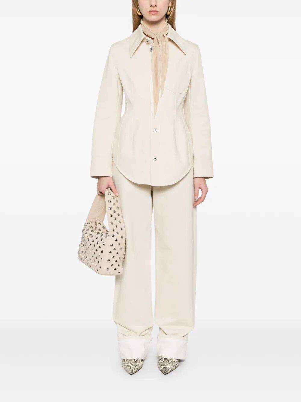 Bottega Veneta Women Back Print Straight Leg Jeans