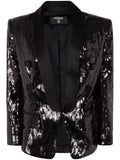 Balmain Women V-Neck Glitter Satin Tailored Jkt