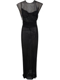 Jean Paul Gaultier Women Mesh Open Back Sleeveless Dress Velvet Flock "Jean Paul Gaultier"