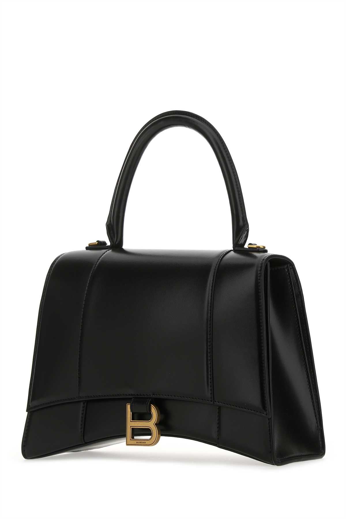 Balenciaga Women Black Leather Medium Hourglass Handbag