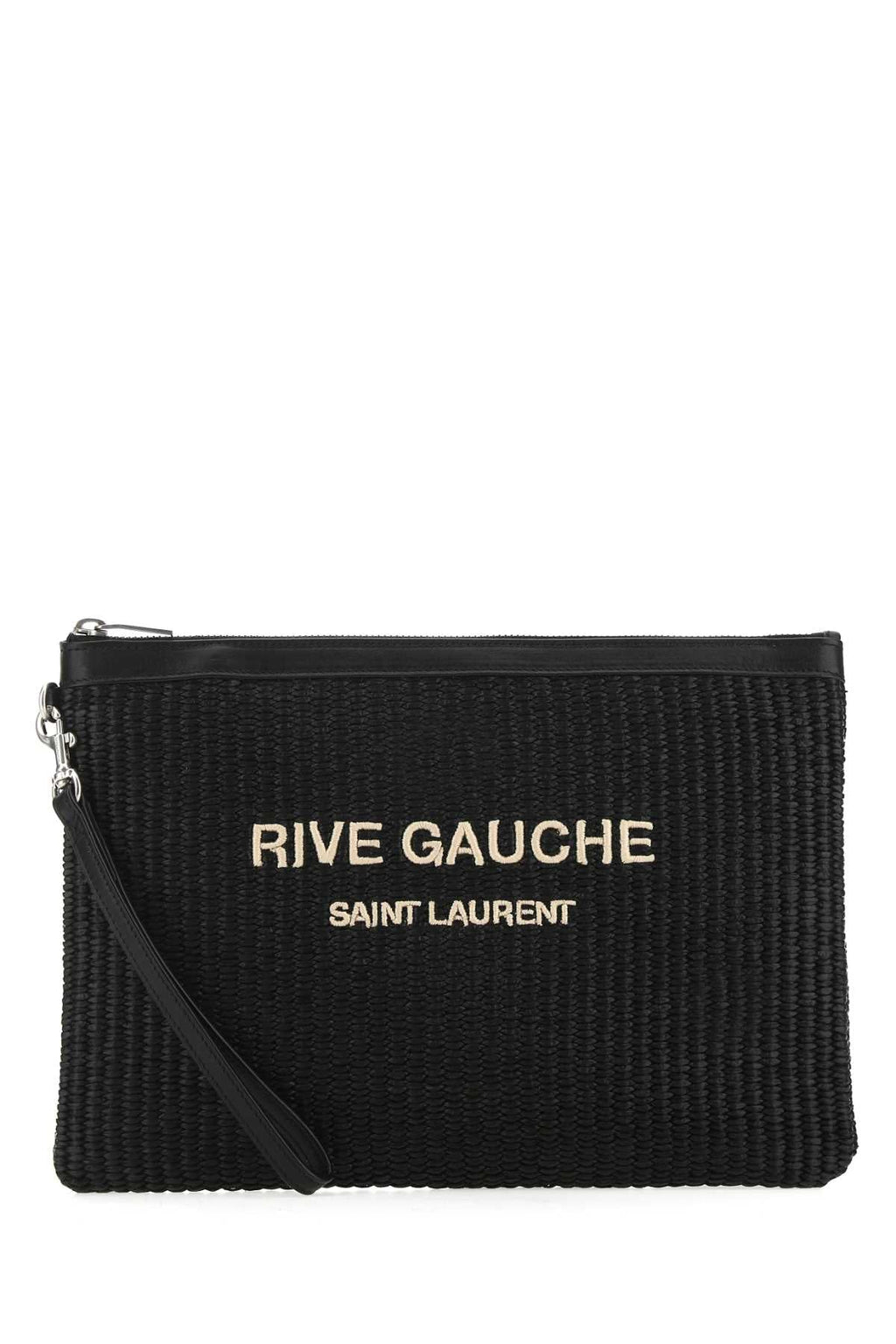 Saint Laurent Men Black Raffia Clutch