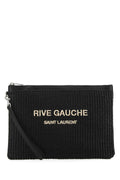 Saint Laurent Men Black Raffia Clutch