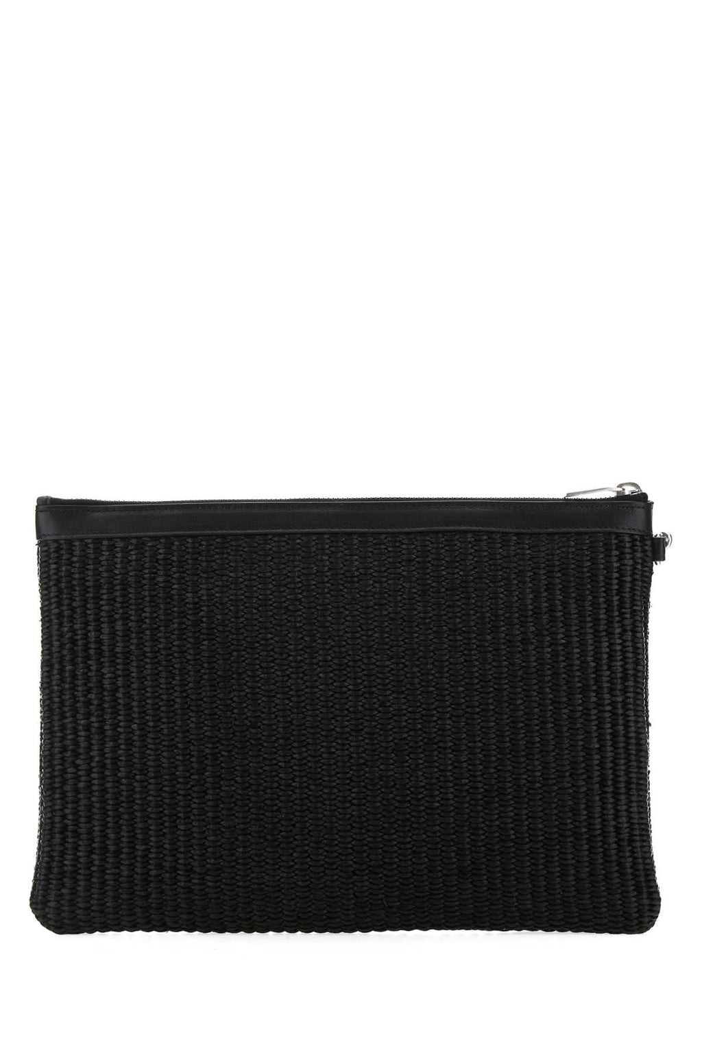 Saint Laurent Men Black Raffia Clutch