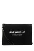 Saint Laurent Men Black Canvas Rive Gauche Clutch
