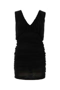 Saint Laurent Women Black Cupro Mini Dress
