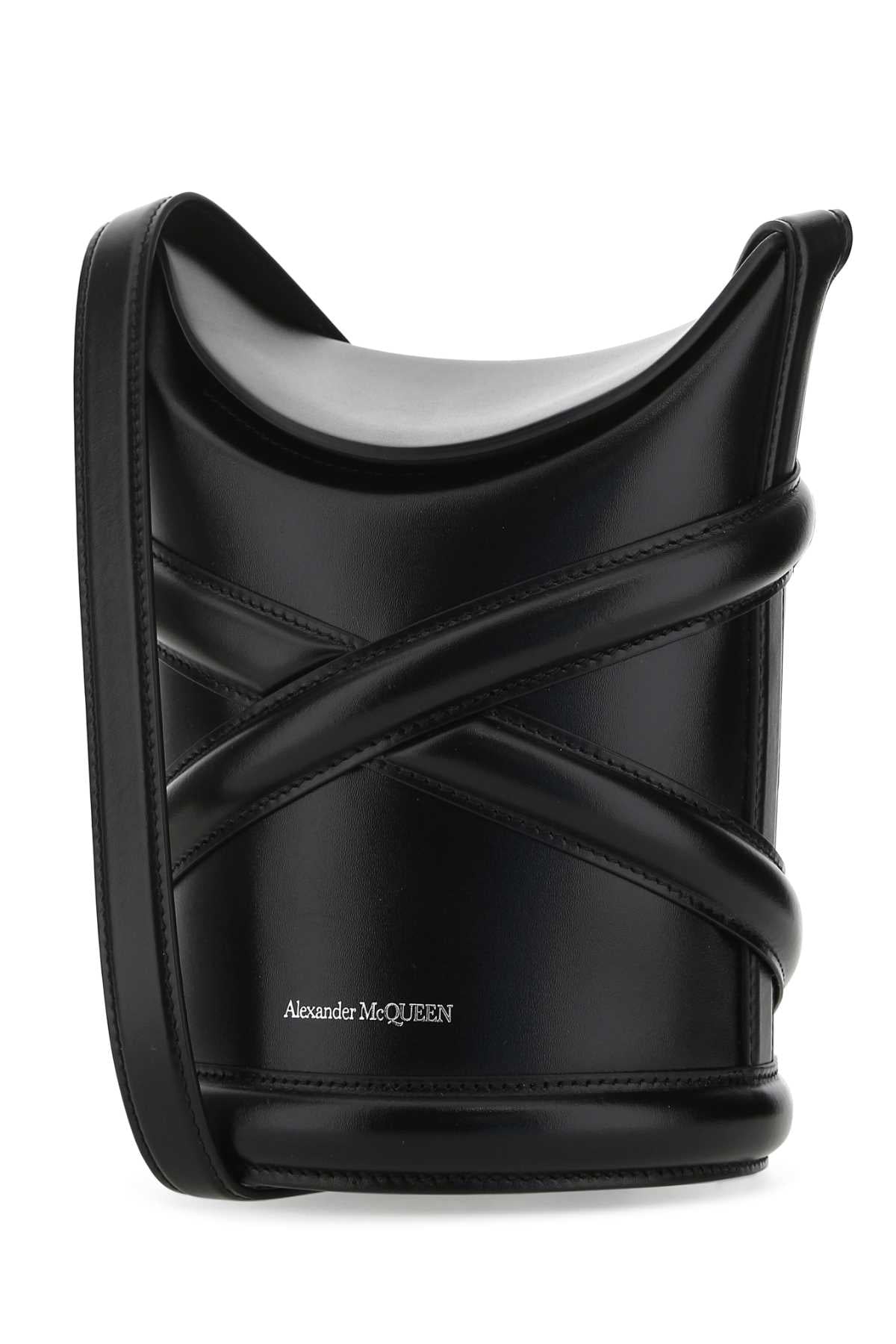 Alexander Mcqueen Women Black Leather The Curve Bucket Bag