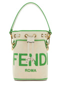 Fendi Women Sand Canvas Mini Mon Tresor Bucket Bag
