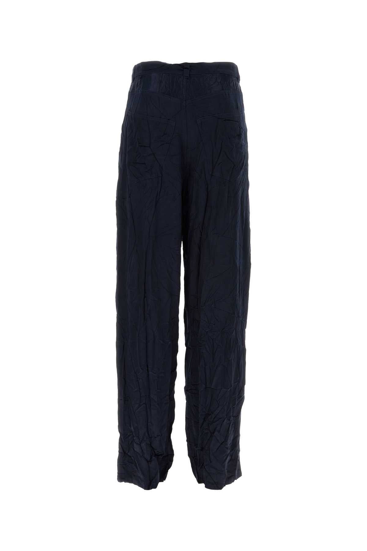 Balenciaga Men Dark Bue Satin 5 Pocket Pant