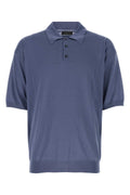 Prada Men Air Force Blue Silk Polo Shirt