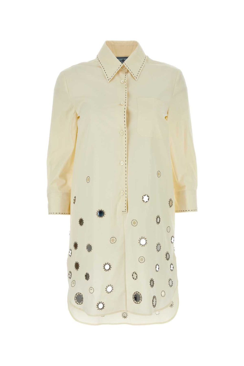 Prada Women Sand Cotton Shirt Dress