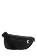 Burberry Men Black Leather Shield Crossbody Bag