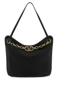 Valentino Garavani Women Black Leather Vlogo Moon Shopping Bag
