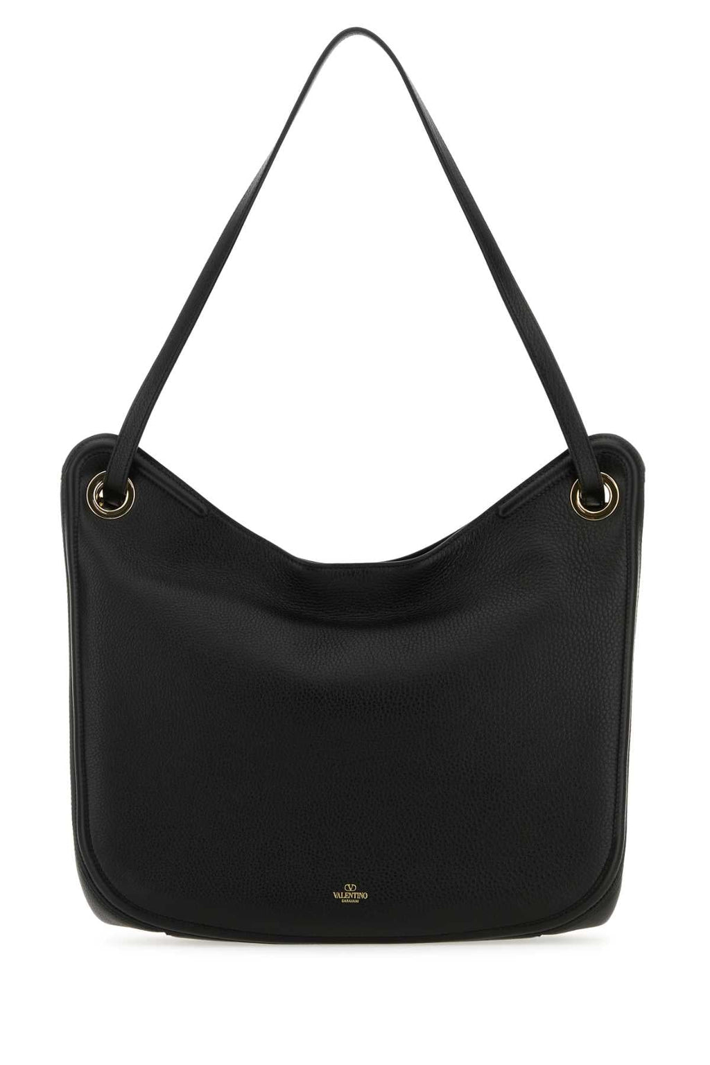 Valentino Garavani Women Black Leather Vlogo Moon Shopping Bag