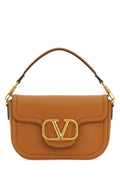 Valentino Garavani Women Camel Leather Alltime Shoulder Bag