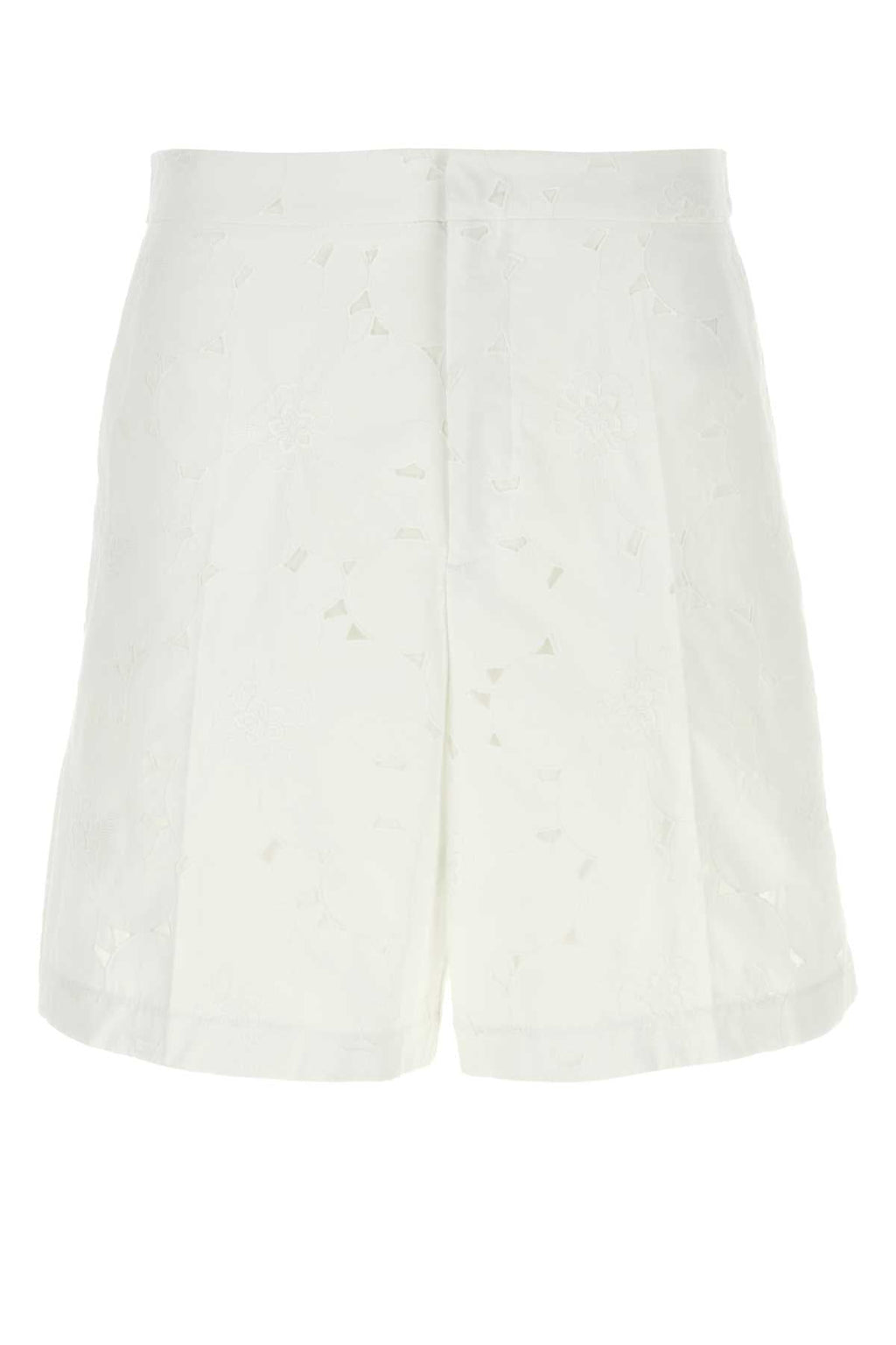 Valentino Garavani Men White Cotton Blend Bermuda Shorts