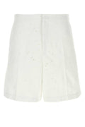 Valentino Garavani Men White Cotton Blend Bermuda Shorts
