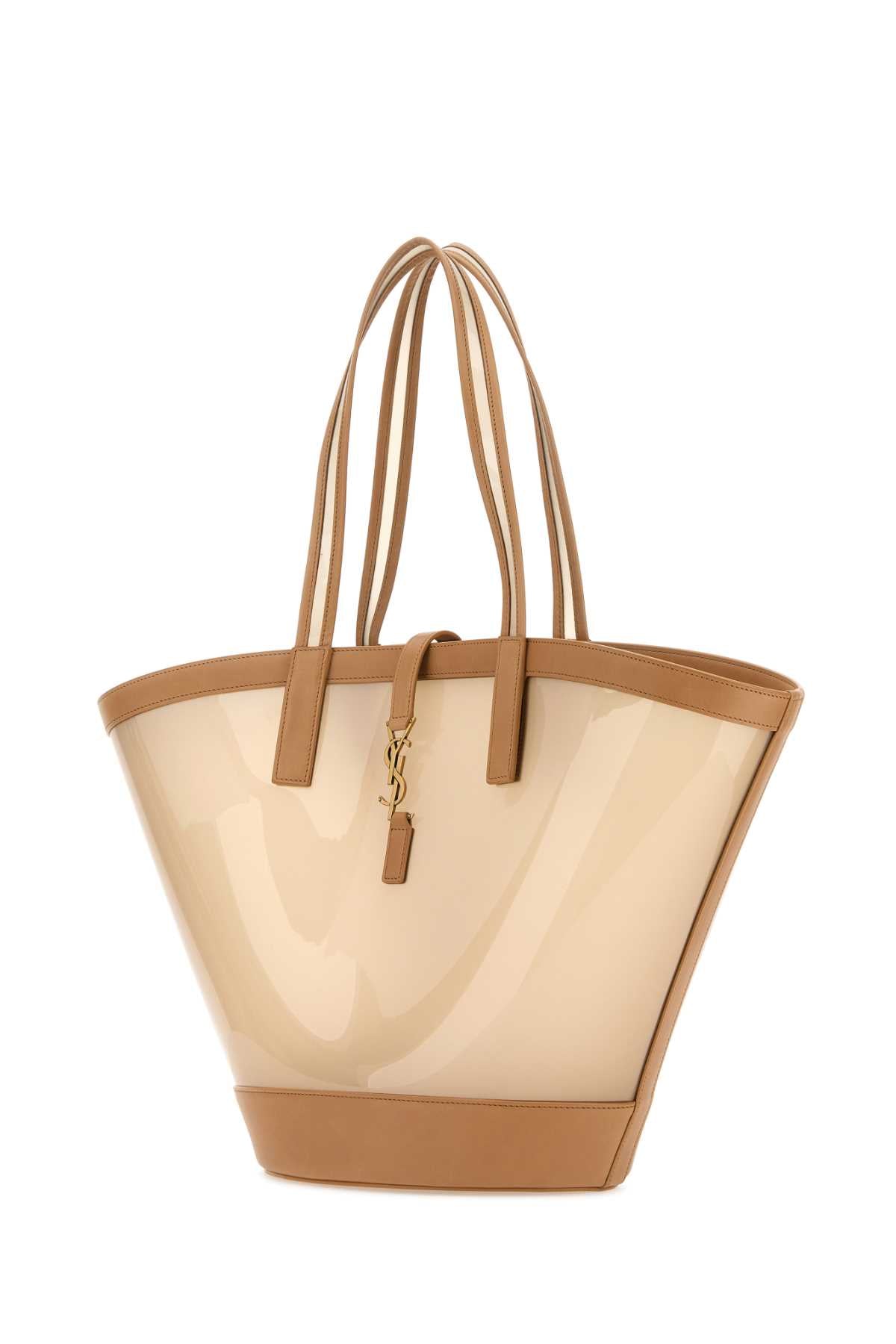 Saint Laurent Women Two-Tone Vinyl And Leather Panier Shopping Bag